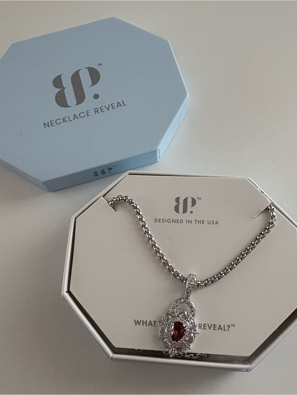 Bomb Party The Majestic Link Necklace NK77092 Dark Rubellite Rhodium Plating
